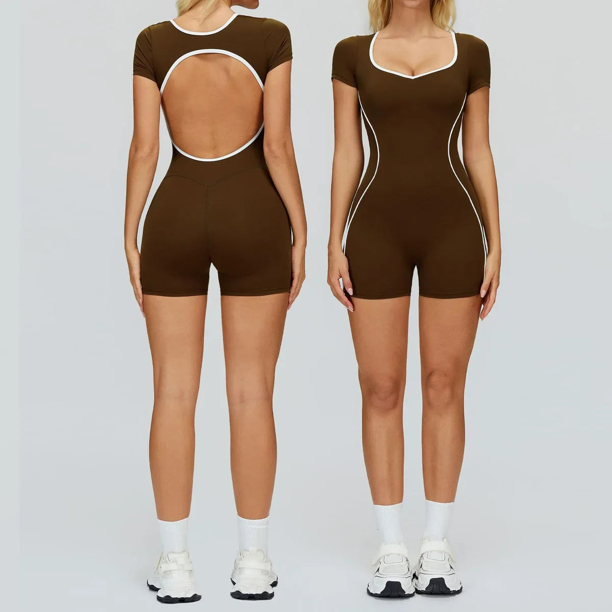New Jumpsuit Yoga Shorts Backless Hollow Fitness Sportswear Workout Leggings One Piece Suits Sports Bodysuit Gym Women Clothes