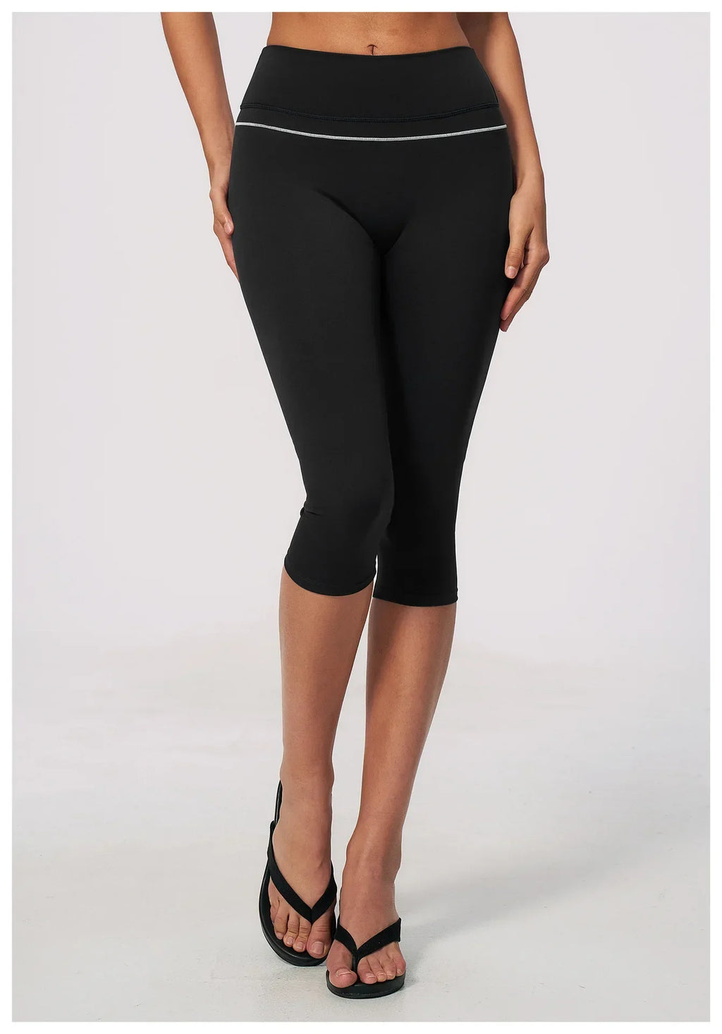 Hip Lifting Midi Length Yoga Pants Women Contrast Color Gym Sports High Waist Capri Trousers Breathable Fitness Running Leggings