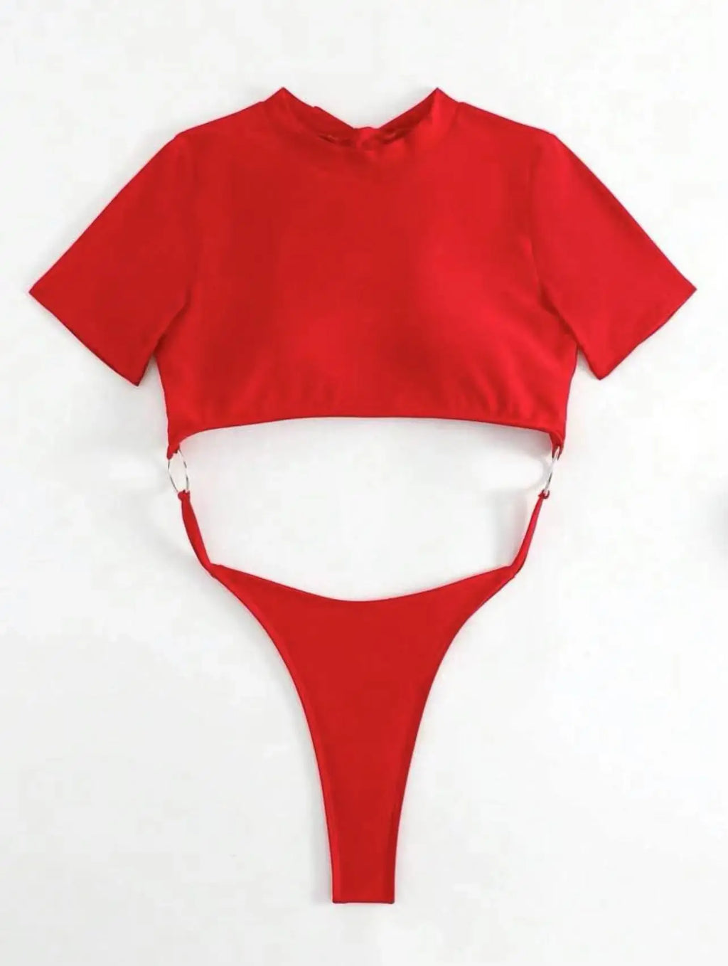 XS - L Mini Micro Thong Short Sleeve One Piece Swimsuit Women Female Swimwear Cut Cut Monokini High Cut Bathing Suit Swim Lady