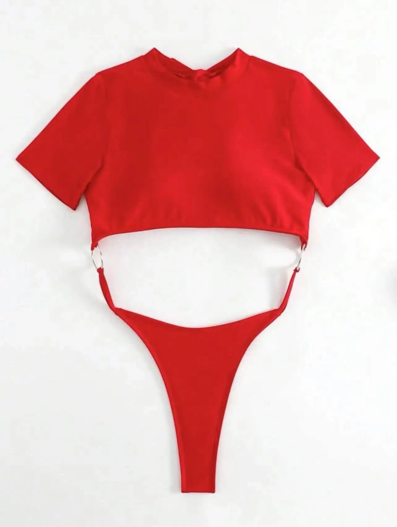 XS - L Mini Micro Thong Short Sleeve One Piece Swimsuit Women Female Swimwear Cut Cut Monokini High Cut Bathing Suit Swim Lady