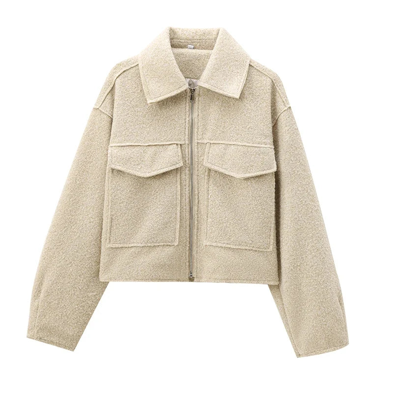 Foridol Autumn Winter Thick Burgundy Coat Jacket Women Zip Closure Turn Down Collar Short Jacket Veste Casual Angola Red Coat