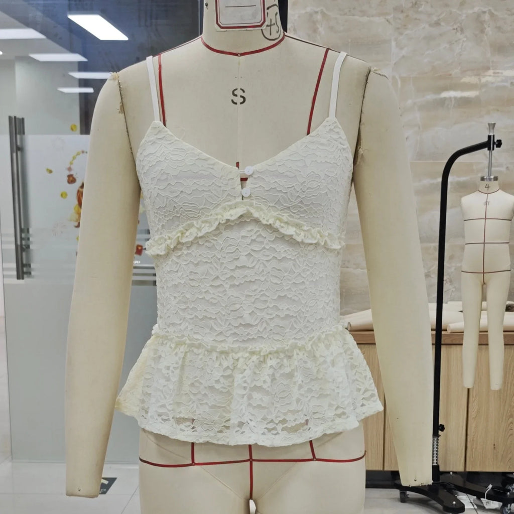 Women Solid Color Lace Camisole Sleeveless Tops Low-cut Backless Slim Fit Summer Camis Tops Clubwear