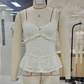 Women Solid Color Lace Camisole Sleeveless Tops Low-cut Backless Slim Fit Summer Camis Tops Clubwear