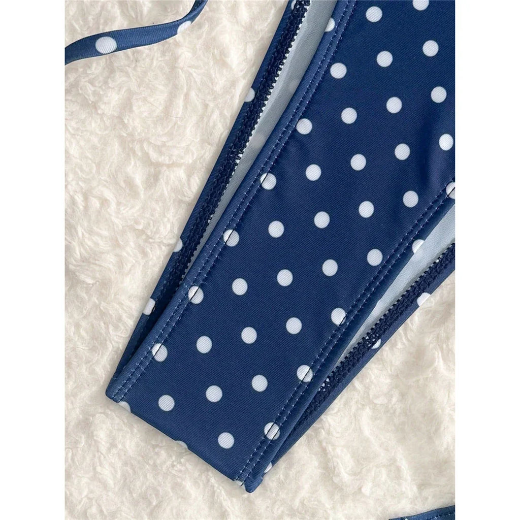 S - XL With Shorts Polka Dot Halter Bikini Female Swimsuit Women Swimwear Three-pieces Bikini Set Bather Bathing Suit Swim V8292