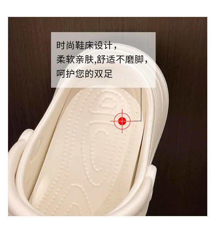 2025 Women Platform Slippers DIY Lace-up Leisure Clogs Summer Garden Shoes Thick Sole Female Home Beach Slides Street Sandals