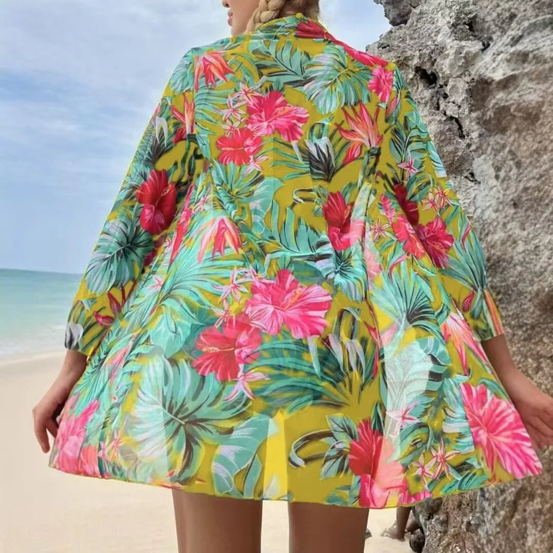 3 Pieces Triangle Halter Bikini 2026 Print Swimwear Female High Waist Swimsuit Women & Kimono Bathers Bathing Swimming Swim Suit