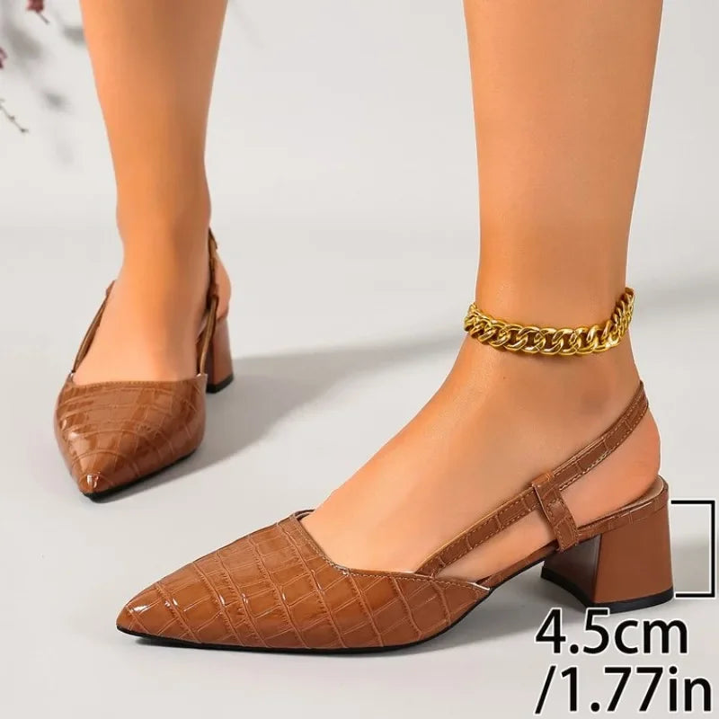 Thick Heels Breathable  High Heels Summer Sexy Pointed Toe Slingback Women's Sandals 2026