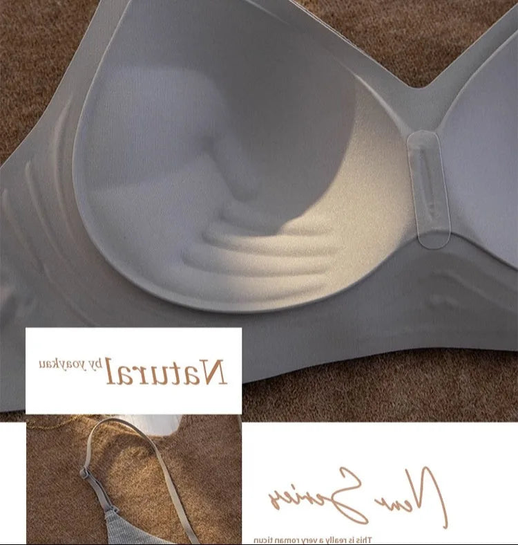 Summer Seamless Crop Top Bra Small Chest Gathered Thin Straps Back Accentuating Bralette Beachwear Light Support Wirefree AU