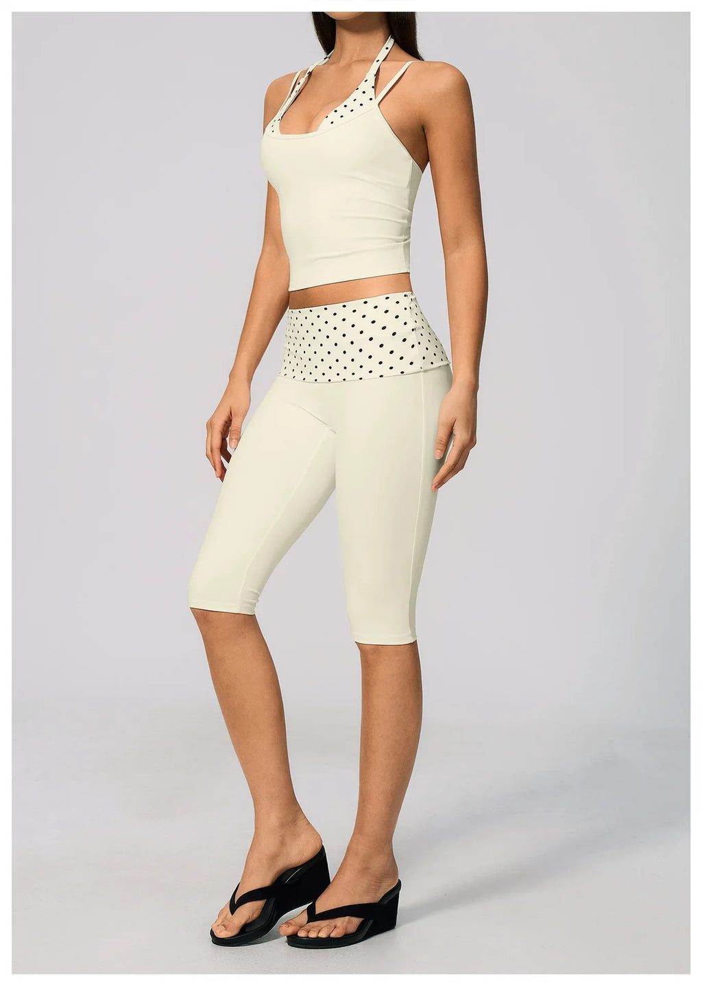 New Fake Two-piece Yoga Sets Women Striped Shock-absorbing Slim Sports Tank Top Fitness Suit Gym High Waist Mid Pants Tracksuit
