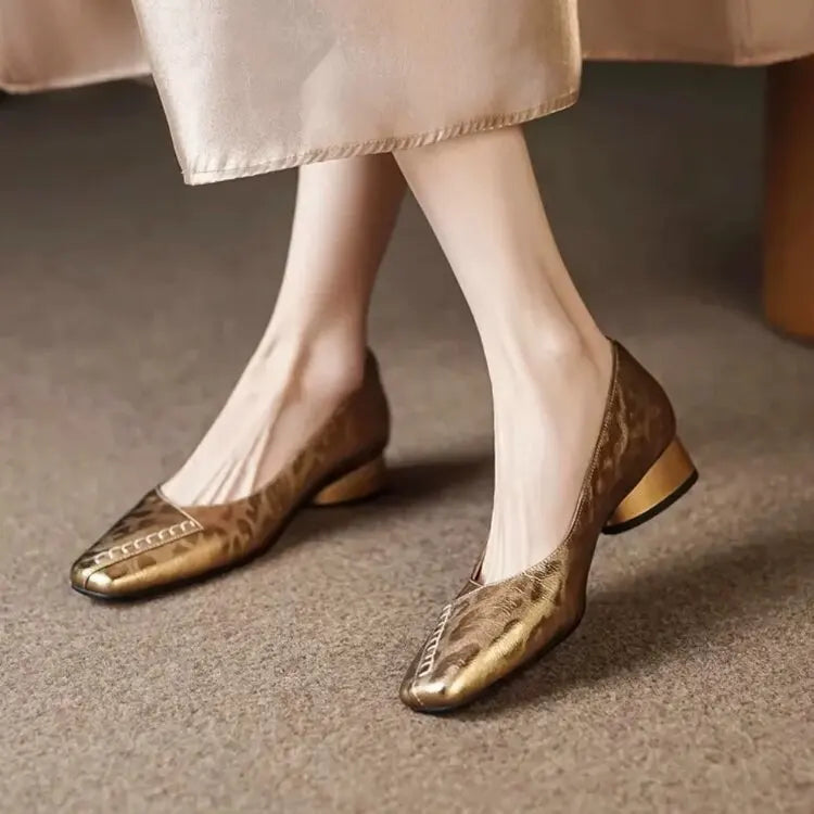 Fashionable and Comfortable Square-toe Shallow-mouth Single Shoes  New Block Heel Temperament Casual Women's Shoes