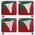 4Pcs Christmas Print Underwear Breathable Shiny Belt Thong Women Skin-friendly Fashionable Casual Christmas Gifts