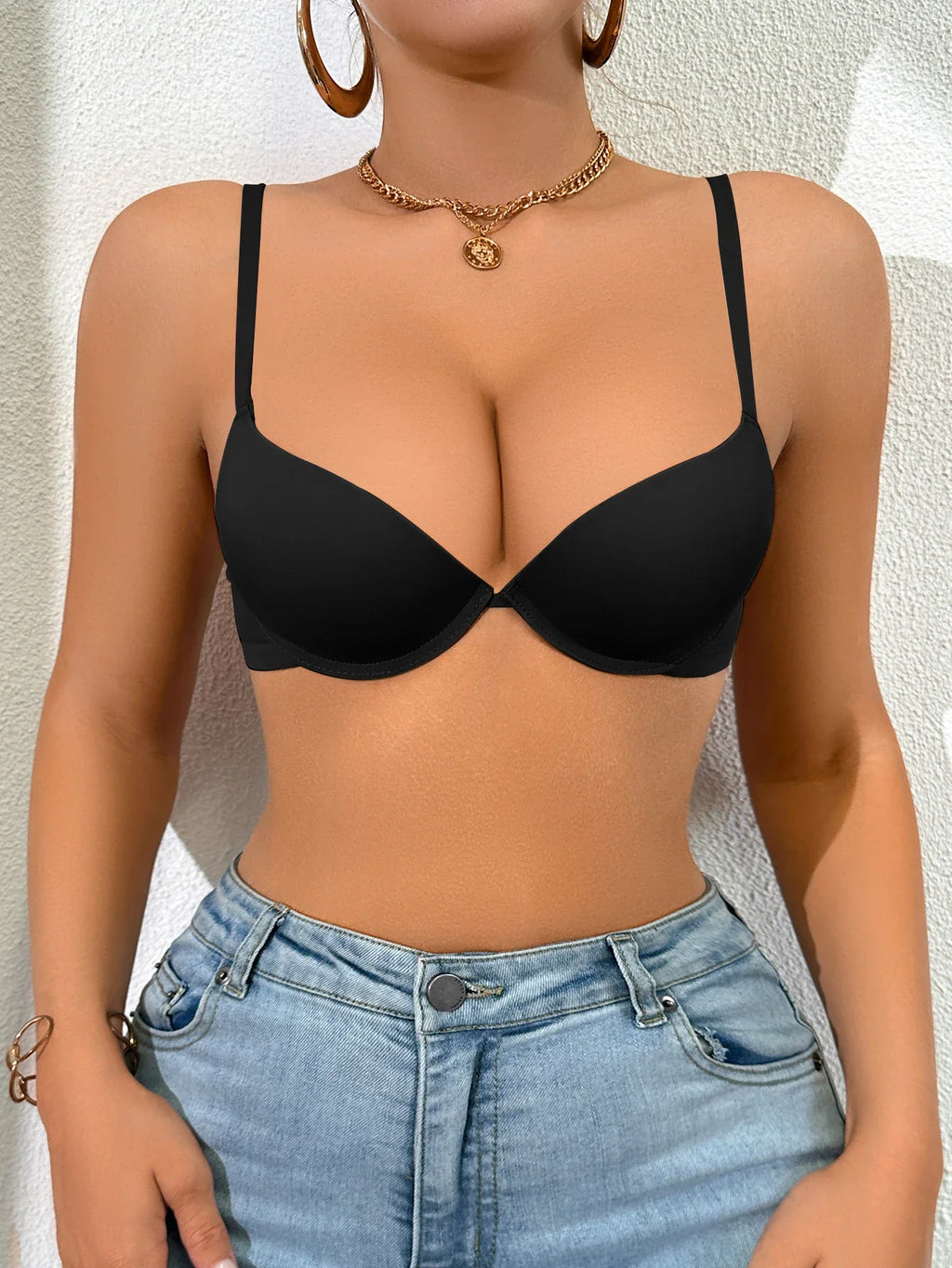 Everyday Women's Solid Basic Bra Padded Push-Up Bra Seamless Enhanced Cleavage Women's Underwear