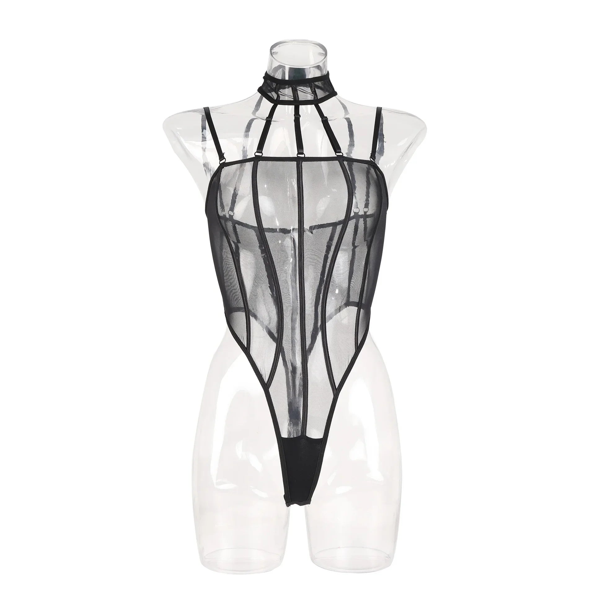 Toucheart Erotic Bodysuit Net Clothes Halter Lace See-through Skinny Backless Sissy Premium HotSeductive Women Coquette Bodysuit