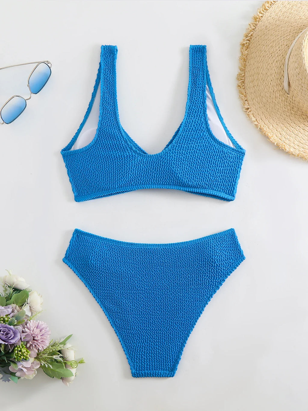 High Waist Bikini 2026 Women Sporty Swimsuit Solid Sexy Striped Swimwear Female Bathers Bathing Swimming Swim Suit Beachwear