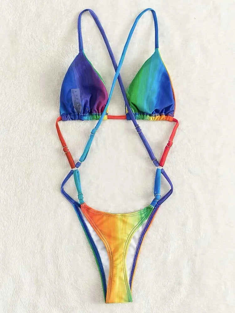 Extreme Mini One Piece Swimsuit Women G String Shiny Swimwear Female Micro Thong Monokini Bather Backless Bathing Suit Swim wear