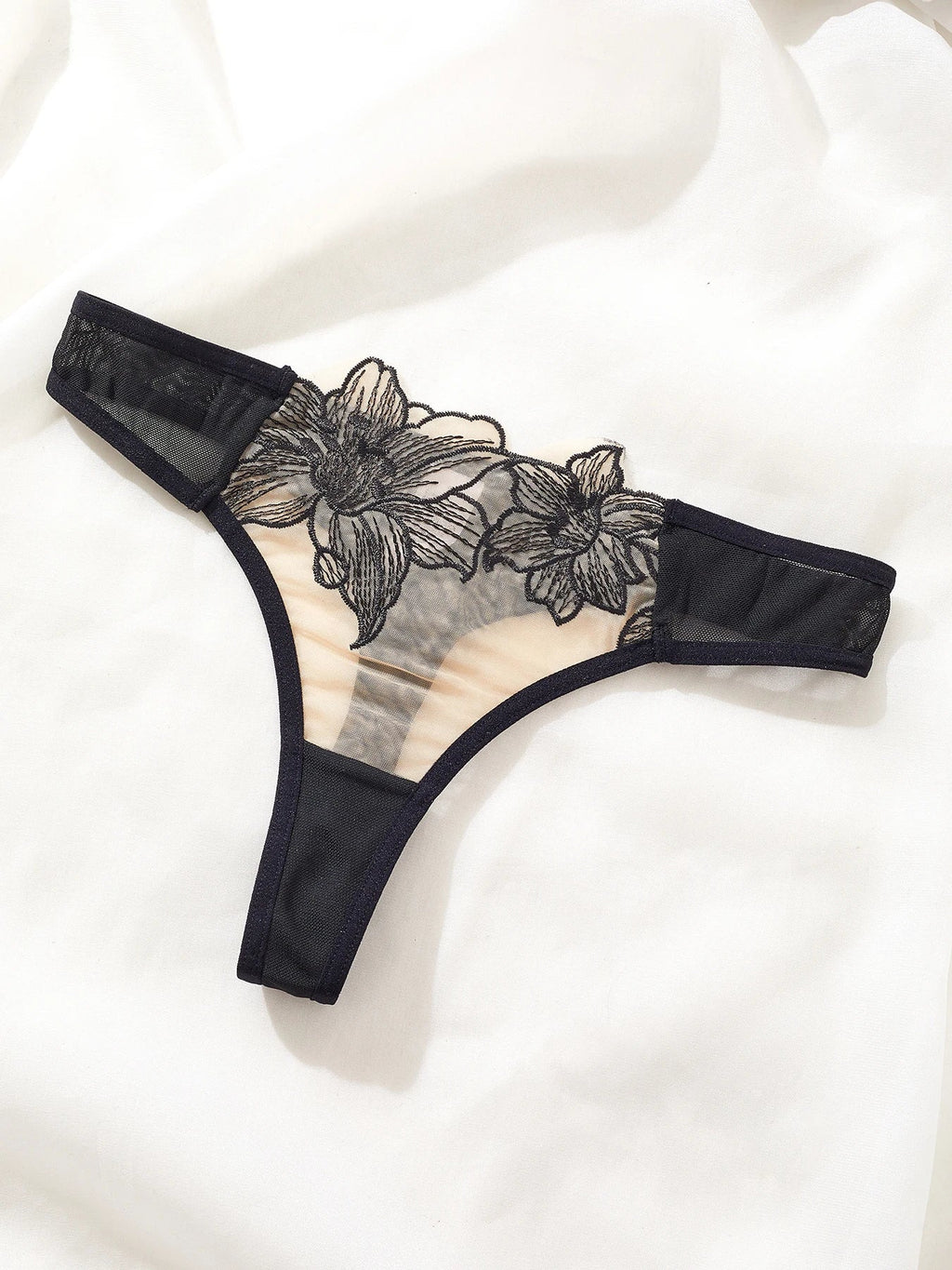 Sexy Underwire Cute Push Up Strappy Embroidered Mesh Sheer Lingerie Set See Through chick padding Panty Bra