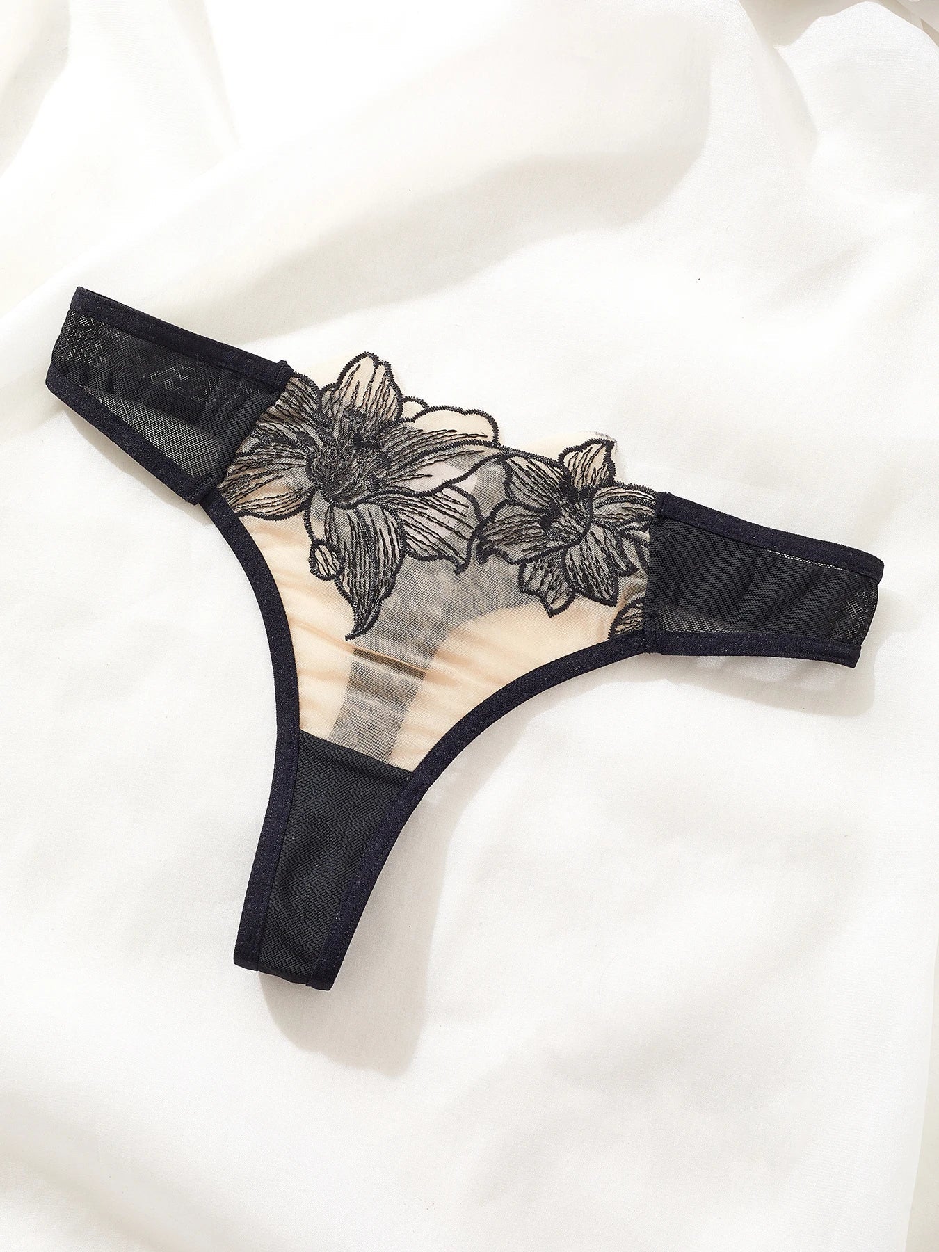 Sexy Underwire Cute Push Up Strappy Embroidered Mesh Sheer Lingerie Set See Through chick padding Panty Bra