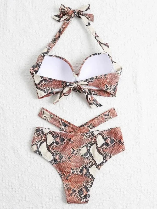 Sexy Push Up Bikinis 2026 Women High Waist Swimsuit Solid Halter Swimwear Female Bathing Suit Swimming Summer Beachwear XXL