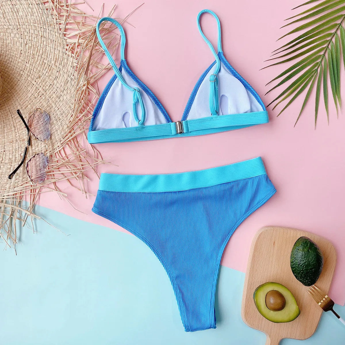 3 Colors Sexy Bikini Women Patchwork Small Floral Print High Waist Swimwear Swimsuit Bikinis Set Bathing Suit Biquinis Feminino
