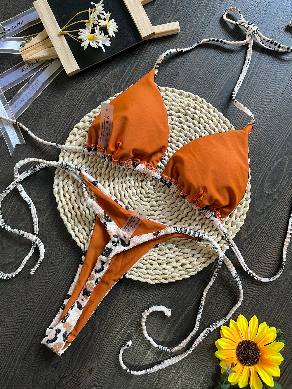 New Women's Bikini Split Print Swimwear Fashion G-string Beach Holiday