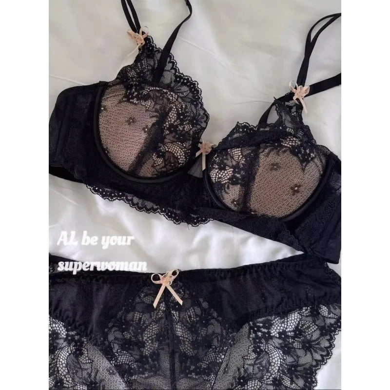 French Style Lace Bra Set Women Sexy Underwear Push Up Seductive Lingerie Set Summer Breathable Comfortable Easy Thin Bralette