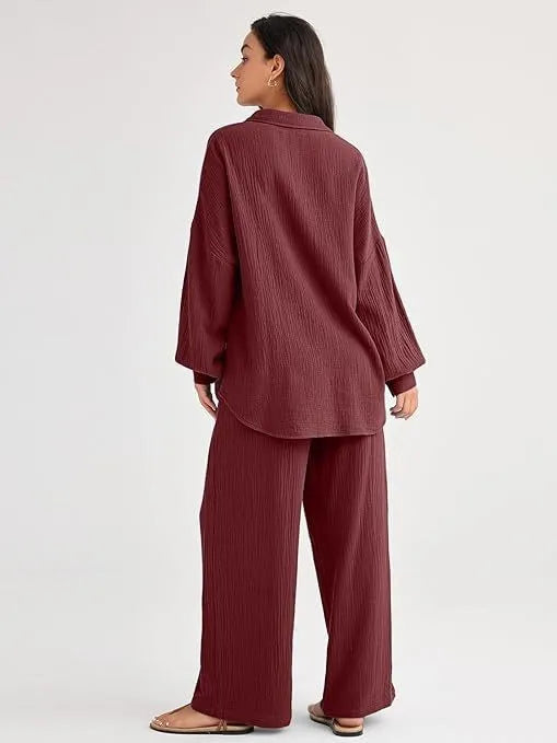 2026 Spring and Summer Casual Suit New Fashion Suit Loose Casual Top Wide Leg Pants Two-piece Set for Women