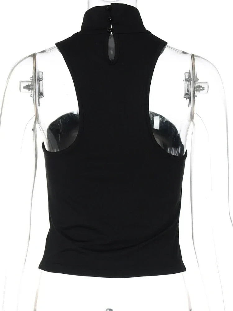 FDYOUI 2026 Summer Halter Neck Off Shoulder Corset High Street Women Sexy Sleeveless Crop Top Hollow Out Slim Tank Tops Clubwear