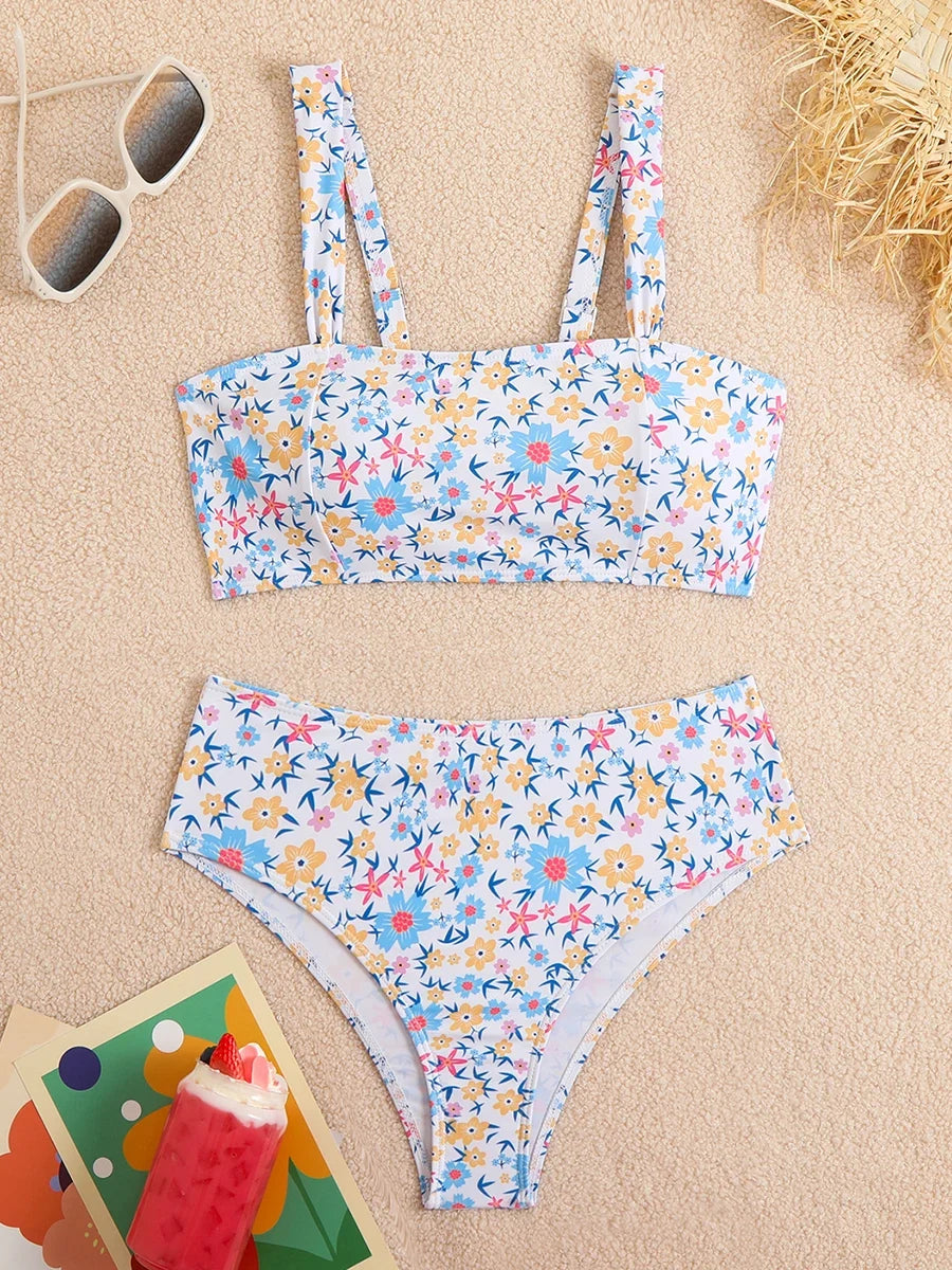 2026 Strapppy Bikinis Women Sexy Swimwear Female High Waist Swimsuit Floral Bathers Bathing Swimming Swim Suit Beachwear Summer
