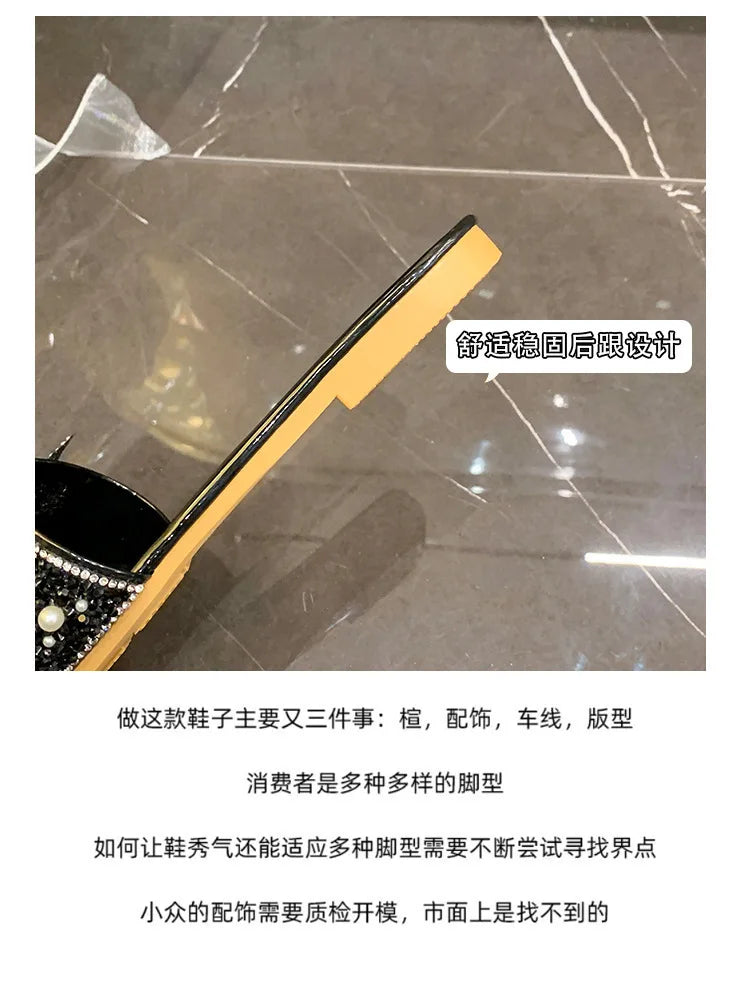 Women Summer Shoes  New Fashion Comfortable Non Slip Bow-knot Slippers Outdoor Soft Sole Rhinestone Dress Style Women Sandal