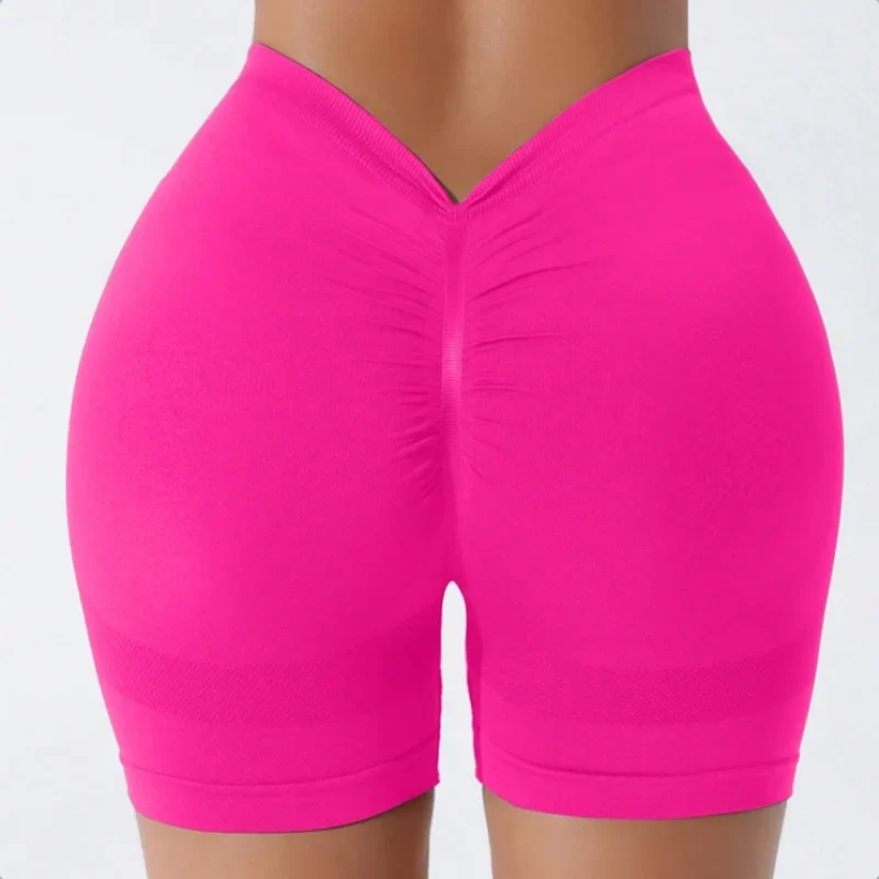 Seamless High Waisted Yoga Shorts From Europe And America Waist Tightening And Hip Lifting Fitness Pants Rear V-Waist