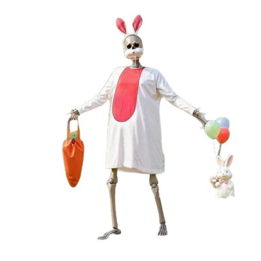 Easter Bunny Costume Women Rabbit Cosplay Outfit Skeleton Bunny Dress Halloween Party Stage Performance Dance Show Costume