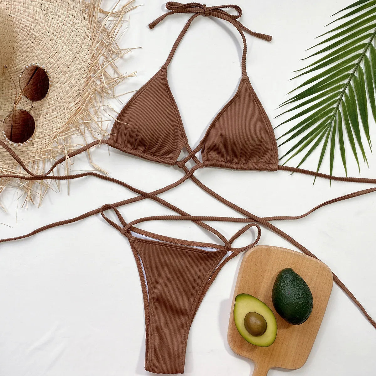 4 Colors Sexy Bikini Women Cross Straps Halter Swimwear Swimsuit Bikinis Set Bathing Suit Beach Bikini Female Biquinis Feminino
