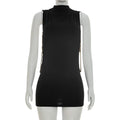 FDYOUI Women 2026 Summer Sleeveless Hollow Out Slim Mini Dress Sexy Package Hip Short Party Night Club Dresses Black Streetwear