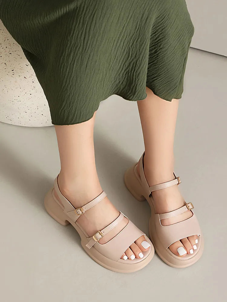 Women's Sandals 2026 New Summer Platform Fashion High Heel Sandals Outdoor Beach Shoes Square Toe Buckle Strap Women’s Shoes