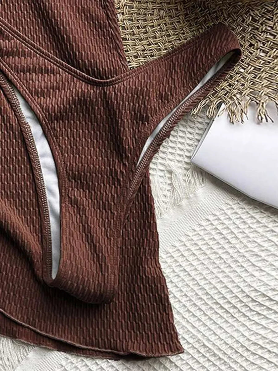 With Skirt Wrinkled Bra Cup Bikini Female Swimsuit Women Swimwear Three-pieces Bikini Set Push Up Bathing Suit Swim Beachwear