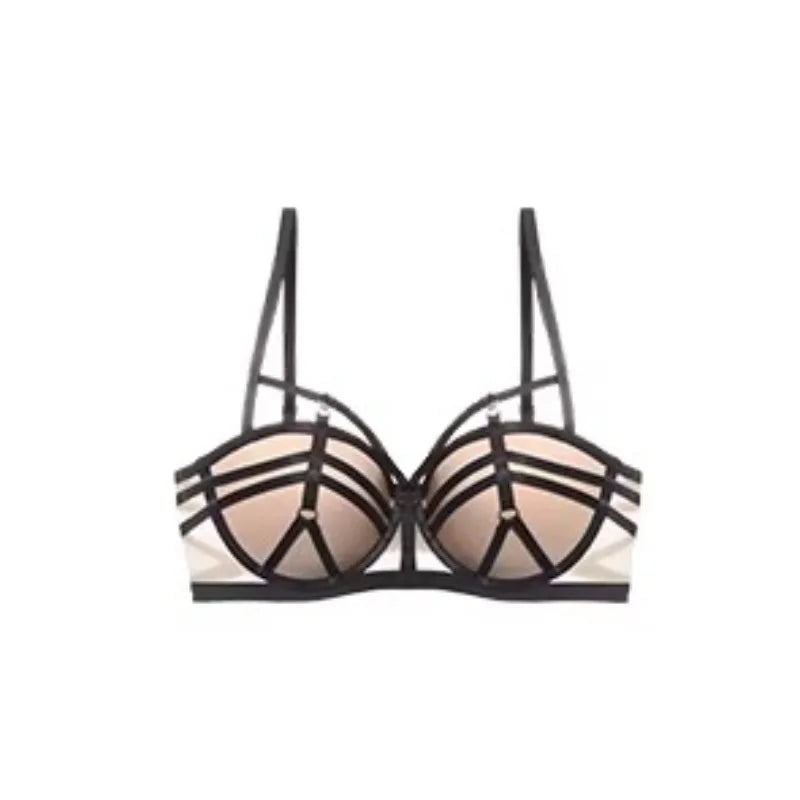 Sexy Pure Desire Bralette Set for Small Chest Push Up Wireless Bra Women Summer New Hot Style Sheer Shoulder Strap Lingerie Set