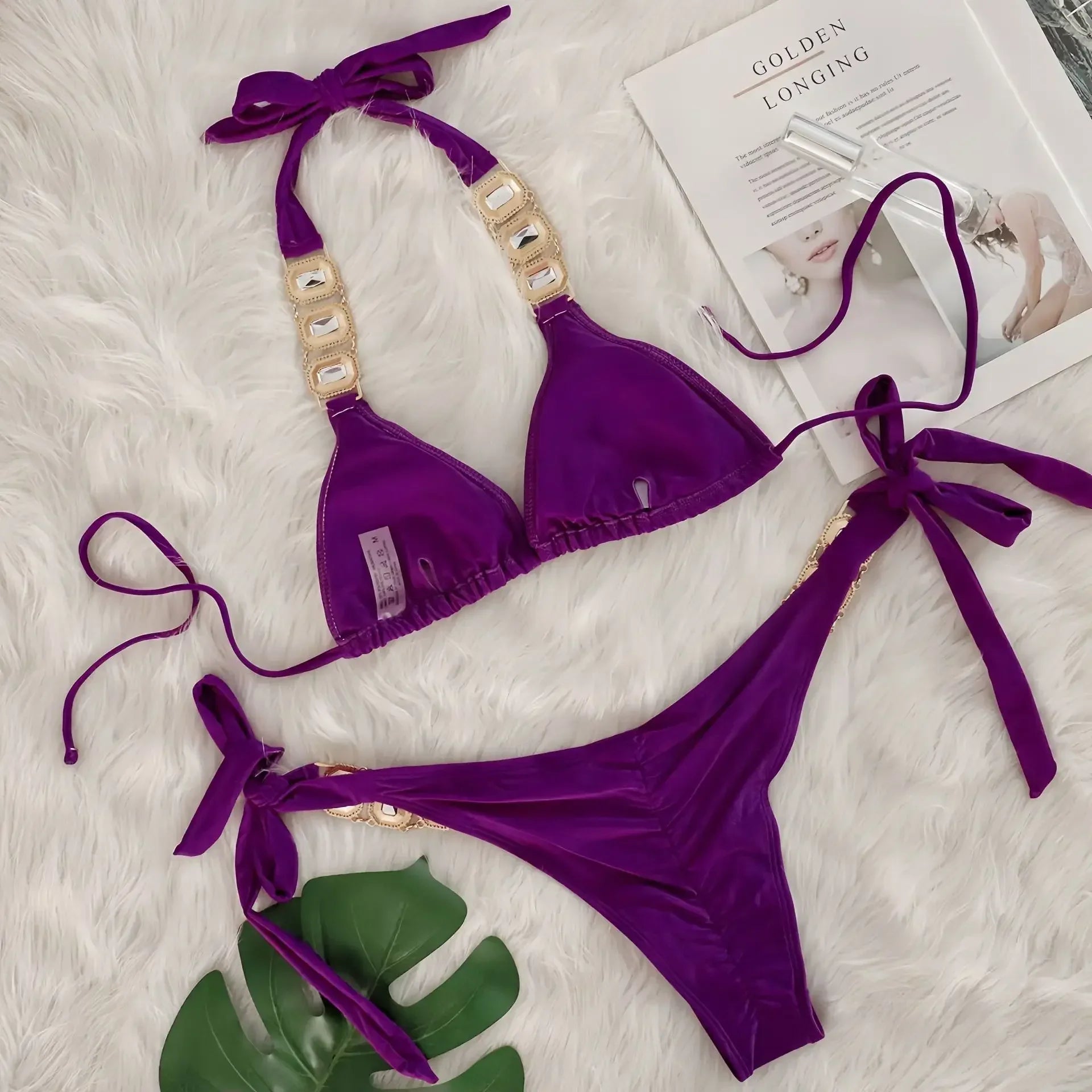 Halter Scrunch Butt Rhintstone Diamond Bikini Women Swimsuit Female Swimwear Two Pieces Bikini Set Brazilian Bathing Suit Swim