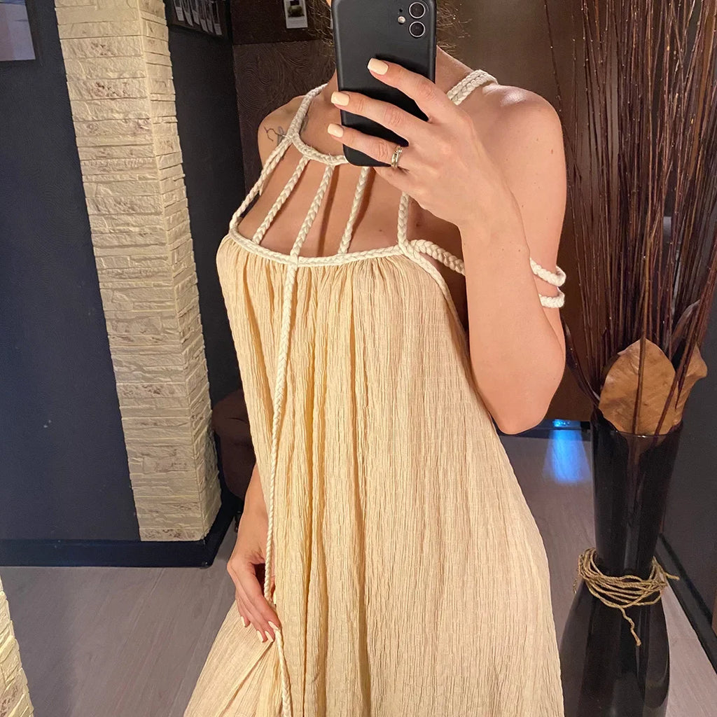 5 Colors Hollow Out Backless Crochet Knitted Tunic Beach Cover Up Cover-ups Beach Dress Beach Wear Beachwear Female Women V5429