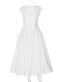FDYOUI Elegant Sleeveless Backless A-line Party Dress for Woman 2026 Summer Tunics High Waist Solid Wedding Evening Prom Dresses