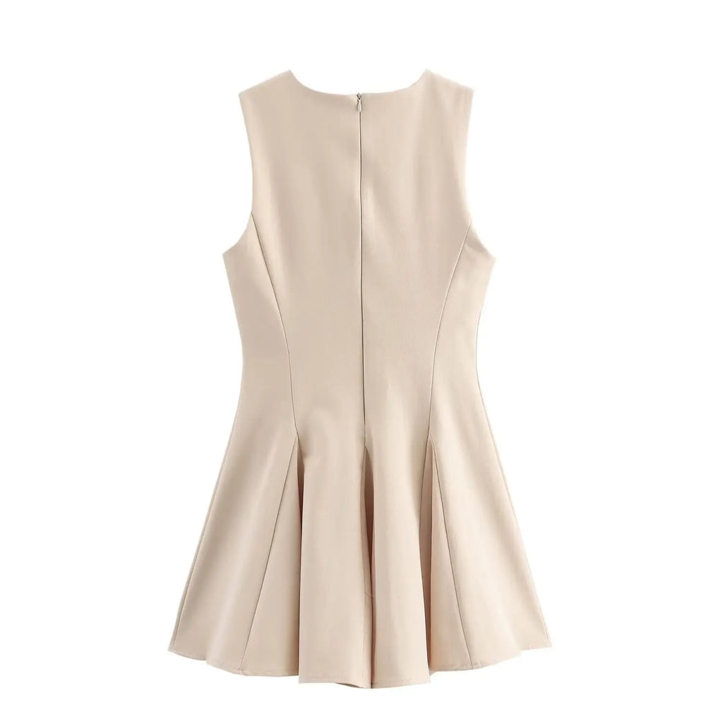 Foridol Bowknot Pleated Short Dress for Women O Neck Sleeveless Tank Mini Party Dresses Summer Spring 2025 New in Casual Vestido