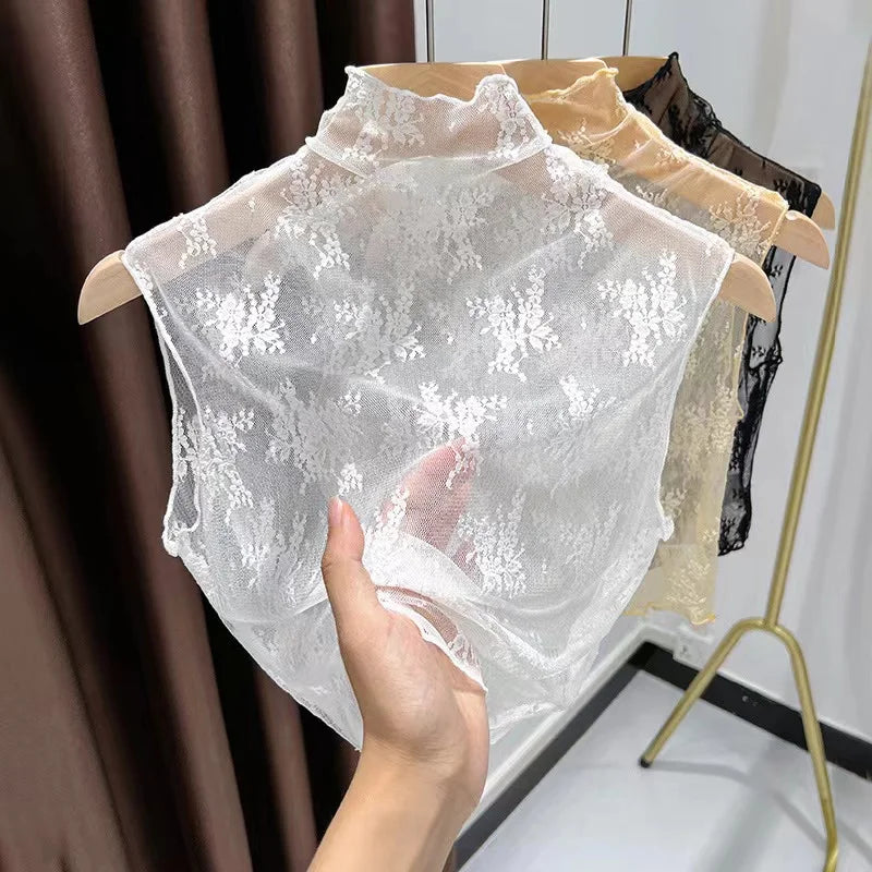 Fashion Lace Floral Fake Collar Detachable Gauzy False Collar All-match Slim Lace Tanks Women