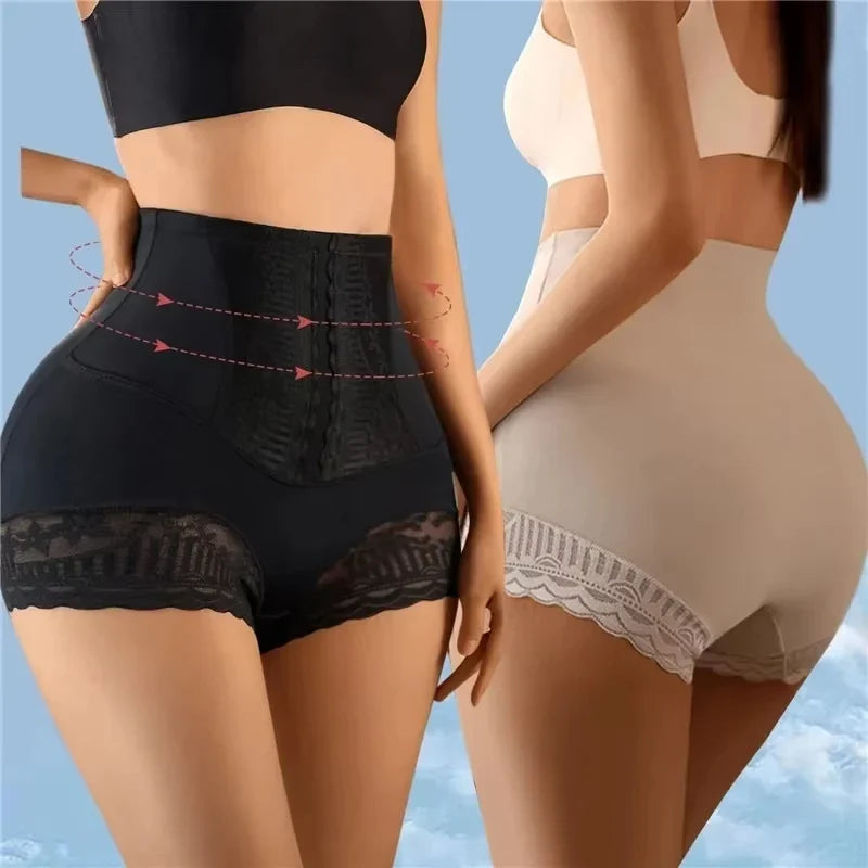 High Waist Lace Flat Belly Shorts For Women Slimming Panties Shapewear Tummy Control Underwear Female Hip Lifting Pants