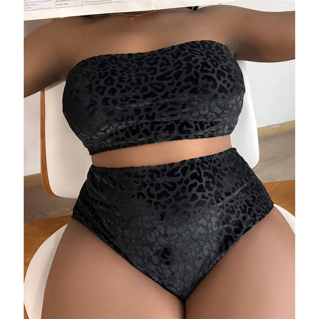 0XL - 4XL New Leopard Bikini Plus Size Large Size Swimwear Women Swimsuit Female Two-pieces Bikini set Bather Bathing Suit K3977