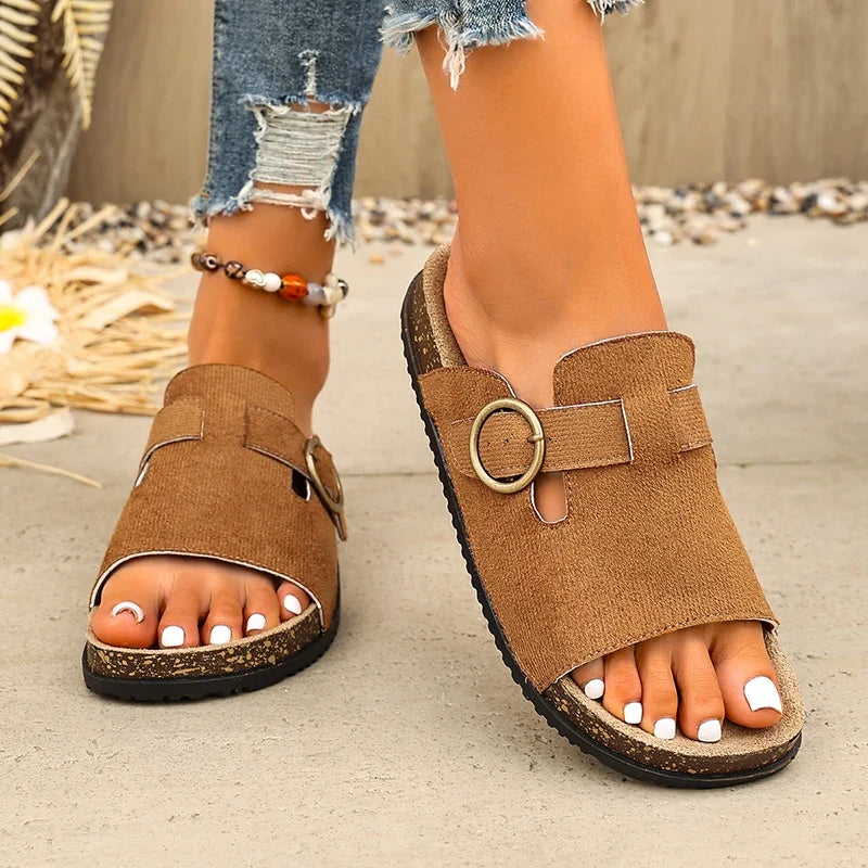 Fashion Buckle Summer Birken Slippers Women 2026 Plus Size 43 Platform Sandals Woman Clogs Thick Sole Beach Sandals Female