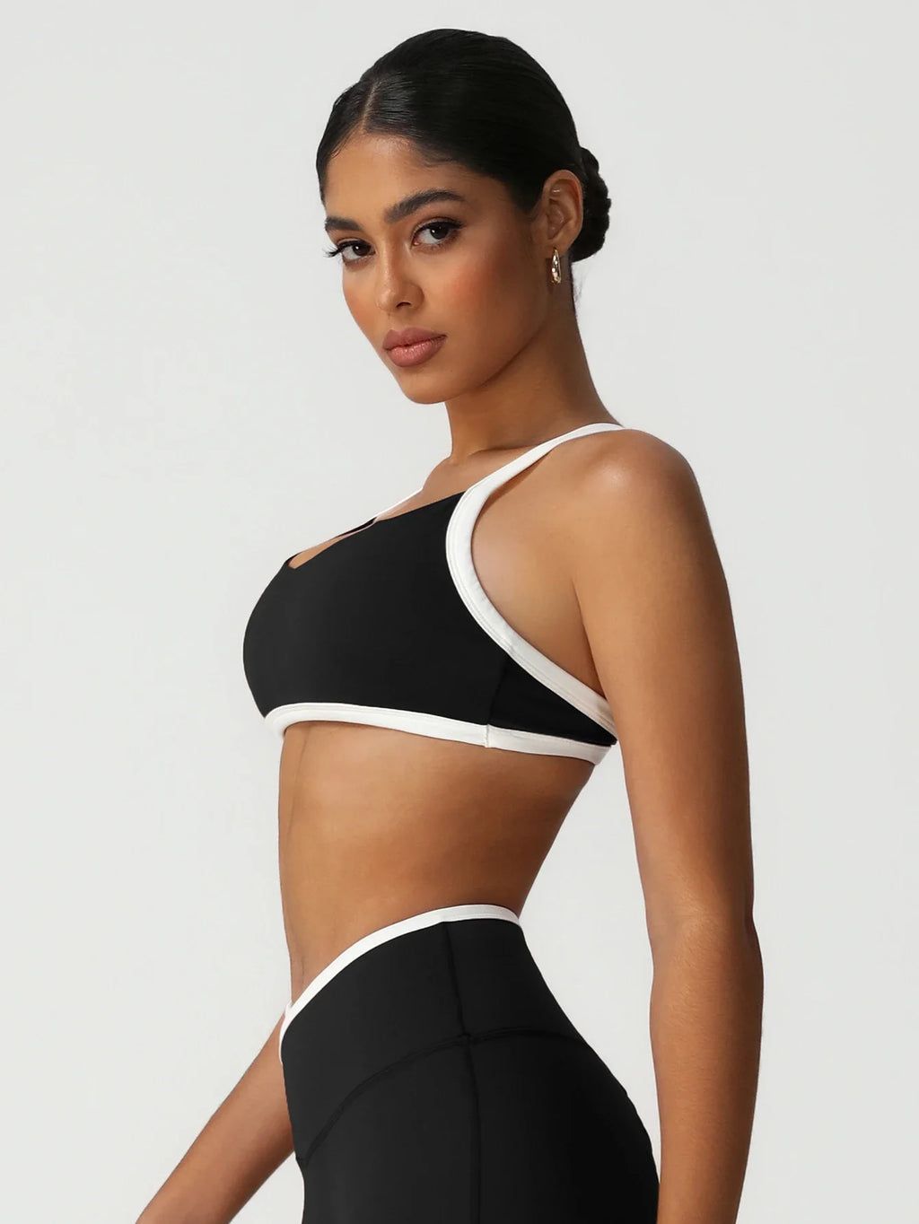 Women Training Yoga Elastic V-Back Fitness Top Contrast Color Cycling Casual Run Sport Bra