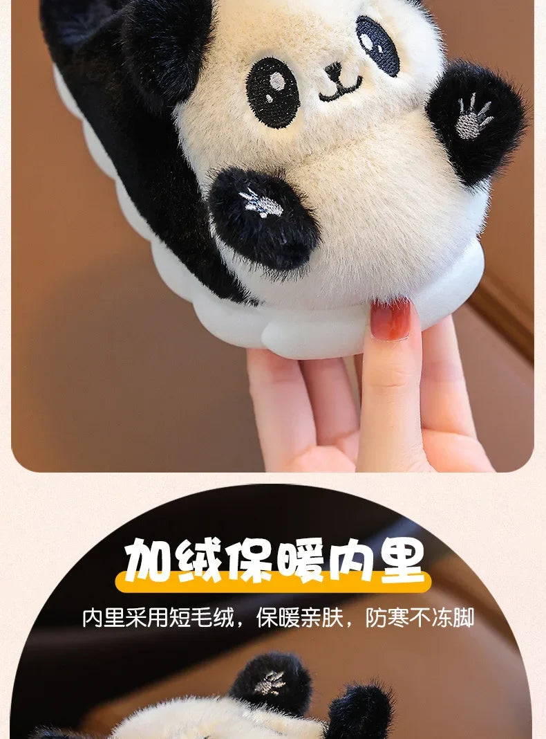 Cartoon Panda Plush Pajamas Robes Anime Adult Nightgown Winter Long Sleeve Night Dress Halloween Party Comfy Kawaii Girl Slipper