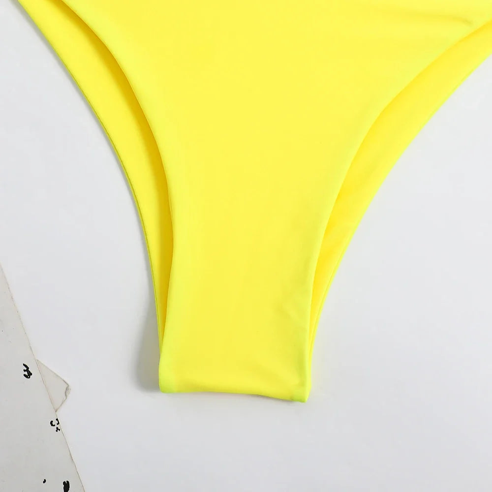 2026 V Neck Two Piece Solid Bikini Back String Women Swimwear Female Swimsuit Bathers Bathing Swimming Suit Beachwear Summer