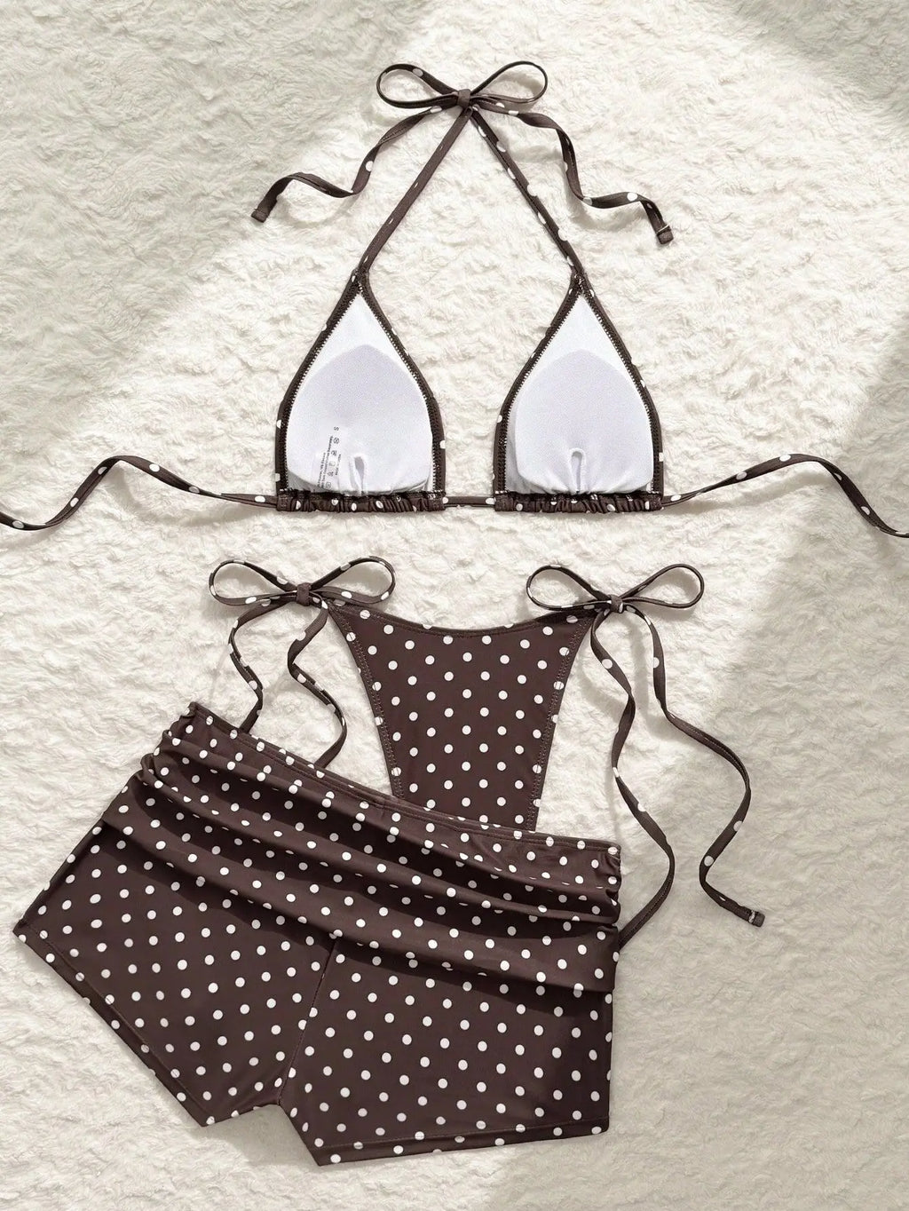 With Shorts Polka Dot Halter Mini Micro Thong Bikini Female Swimsuit Women Swimwear Three-pieces Bikini Set Bathing Suit Swim