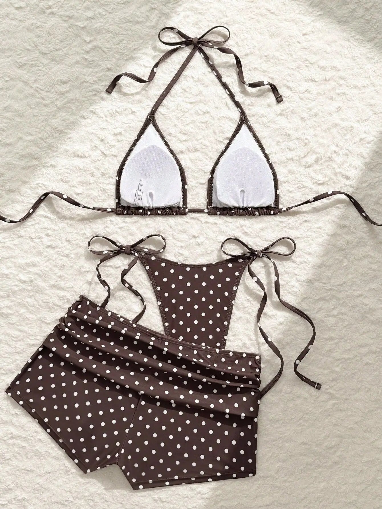 With Shorts Polka Dot Halter Mini Micro Thong Bikini Female Swimsuit Women Swimwear Three-pieces Bikini Set Bathing Suit Swim