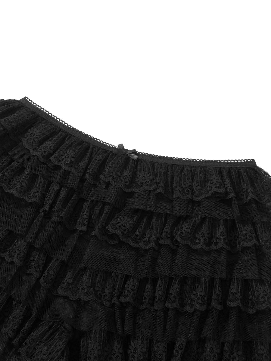 Women's Lace Shorts Ruffle Layered Elastic Waist Short Pants Bloomers Streetwear